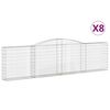 vidaXL Kosze gabionowe, 8 szt, 400x30x100/120 cm, galwanizowane żelazo