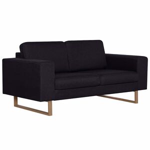 vidaXL 2-osobowa sofa tapicerowana tkaniną, czarna