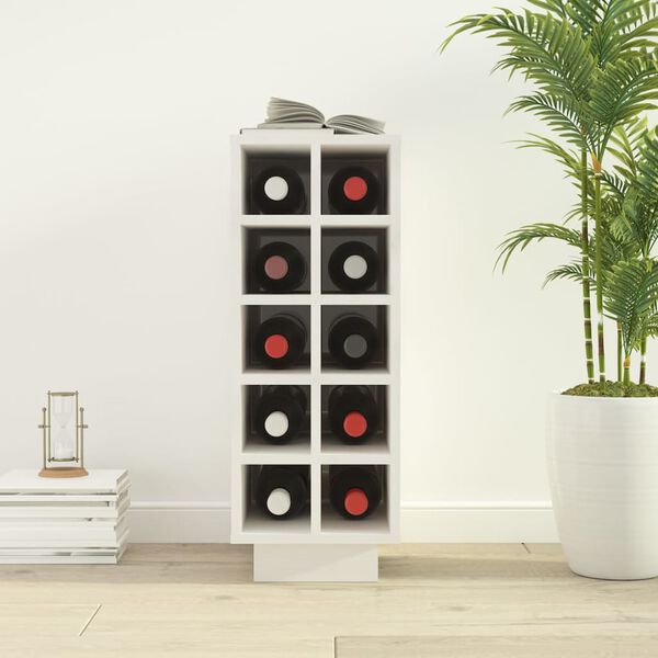 vidaXL Szafka na wino, biały, 23x34x61 cm, lite drewno sosnowe