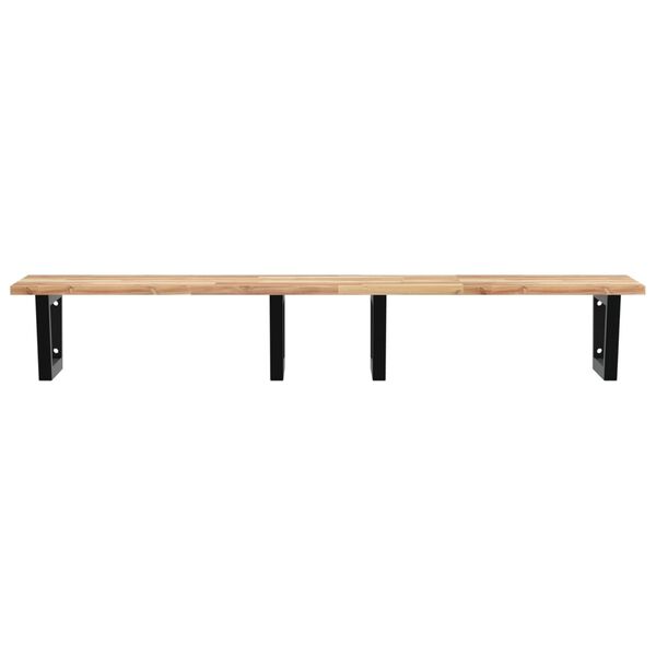 vidaXL P&oacute;łka ścienna pod umywalkę, stal i lite drewno akacjowe