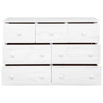 vidaXL Komoda z 7 szufladami, biała, 113x35x73 cm, lite drewno sosnowe