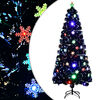vidaXL Choinka ze śnieżynkami LED, czarna, 180 cm, światłowodowa