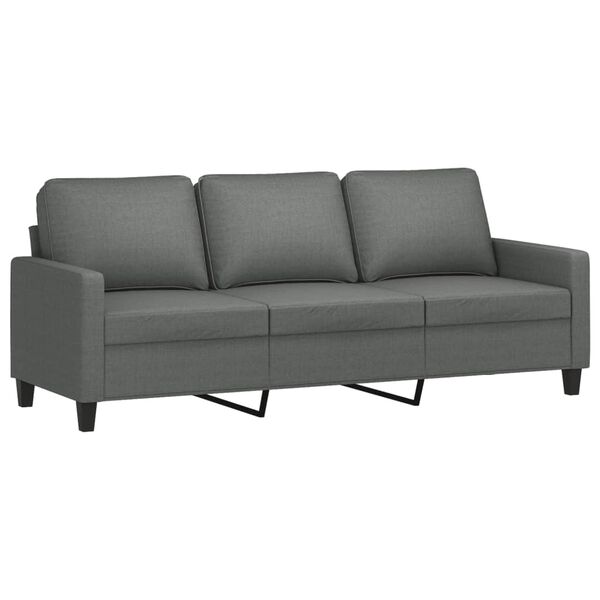 vidaXL Sofa 3-osobowa, ciemnoszara, 180 cm, tapicerowana tkaniną