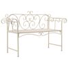 vidaXL Ławka ogrodowa, 132 cm, metalowa, antyczna biel