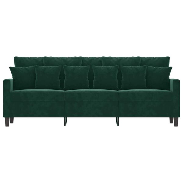 vidaXL Sofa 3-osobowa, ciemnozielony, 180 cm, obita aksamitem