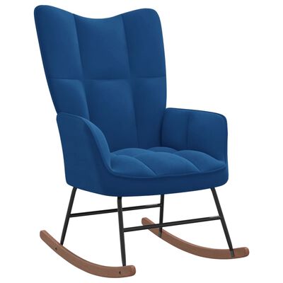 vidaXL Fotel bujany z podnóżkiem, niebieski, obity aksamitem