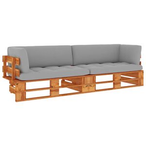 vidaXL Sofa 2-os. z palet, z poduszkami, miodowy brąz, drewno sosnowe
