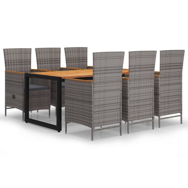 vidaXL 7-częściowy zestaw mebli ogrodowych, szary
