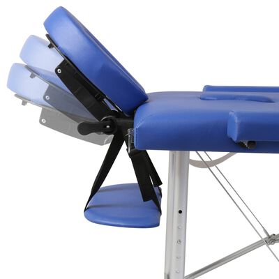 vidaXL Składany stół do masażu z aluminiową ramą, 2 strefy, niebieski