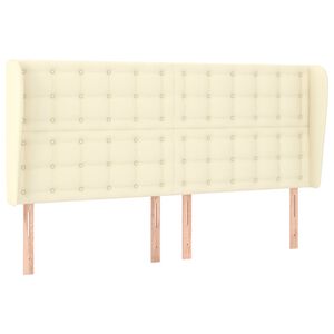 vidaXL Zagł&oacute;wek uszak, kremowy, 183x23x118/128 cm, sztuczna sk&oacute;ra