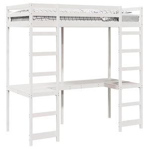 vidaXL Rama ł&oacute;żka podwyższonego Biały 90 x 200 cm Lite drewno sosnowe