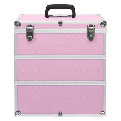 vidaXL Kuferek na kosmetyki, 37 x 24 x 40 cm, różowy, aluminiowy