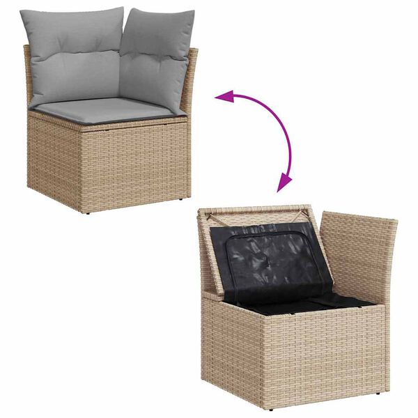 vidaXL Zestaw Sof na Ogr&oacute;d z poduszką 9 pcs Beżowy Rattan poli