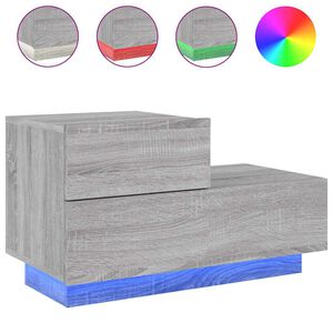 vidaXL Szafka nocna z LED, szary dąb sonoma, 70x36x40,5 cm