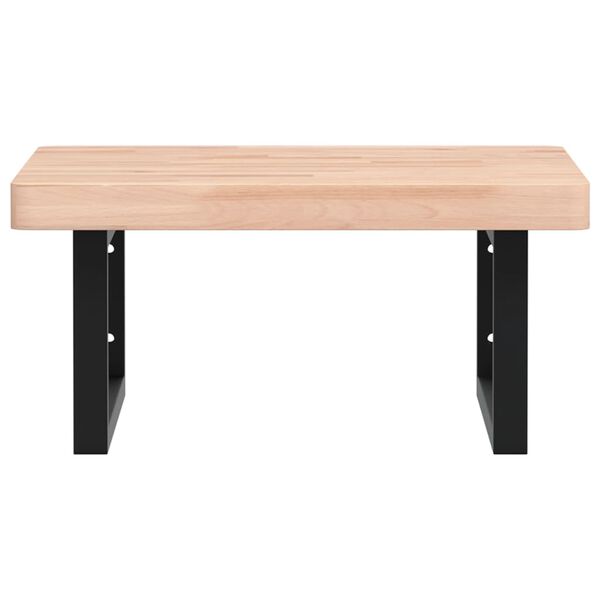 vidaXL Półka ścienna pod umywalkę, stal i lite drewno bukowe