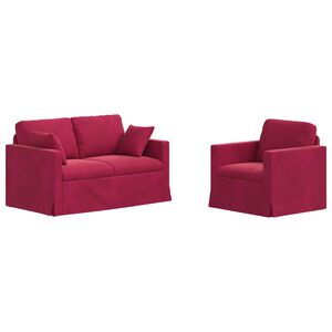 vidaXL Sofa 2 pcs Czerwone wino 138 x 78 x 80 cm Aksamit
