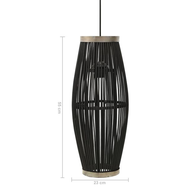 vidaXL Lampa wisząca, czarna, wiklinowa, 40 W, 23x55 cm, owalna, E27