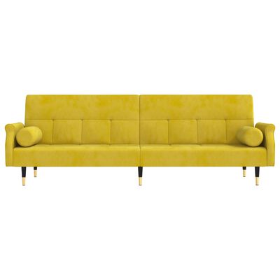 vidaXL Rozkładana kanapa z poduszkami, żółta, obita aksamitem