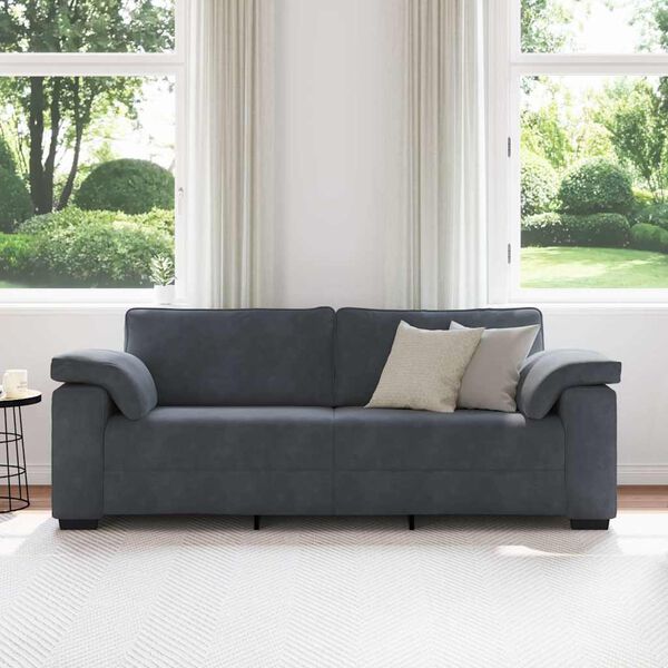 vidaXL Sofa 3-osobowa, ciemnoszara, 220x77x82 cm, obita aksamitem