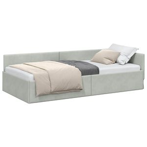 vidaXL Rama ł&oacute;żka narożnego Jasnoszary 80 cm x 200 cm Aksamit