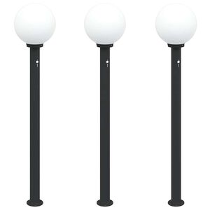 vidaXL Słupki oświetleniowe z czujnikiem 3 szt. 120 cm, czarne, IP44