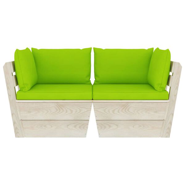 vidaXL Ogrodowa sofa 2-osobowa z palet, z poduszkami, drewno świerkowe
