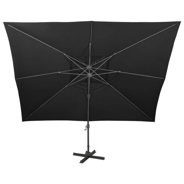 vidaXL Parasol ogrodowy Cantilever z podw&oacute;jnym blatem, czarny, 400x300 cm