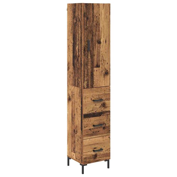 vidaXL Highboard z szufladą Stare drewno 69,5 x 34 x 180 cm