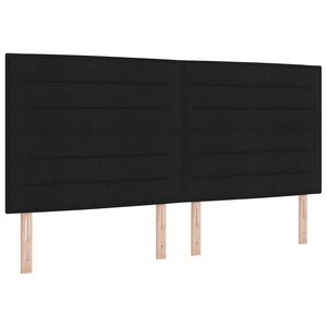 vidaXL Ł&oacute;żko z sprężyną LED z materacem Czarny 200 x 200 cm tkanina