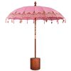 vidaXL Baliński Parasol z Bazą R&oacute;żowy i Brązowy &Oslash; 210-220 cm