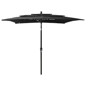 vidaXL 3-poziomowy parasol na aluminiowym słupku, czarny, 2,5x2,5 m