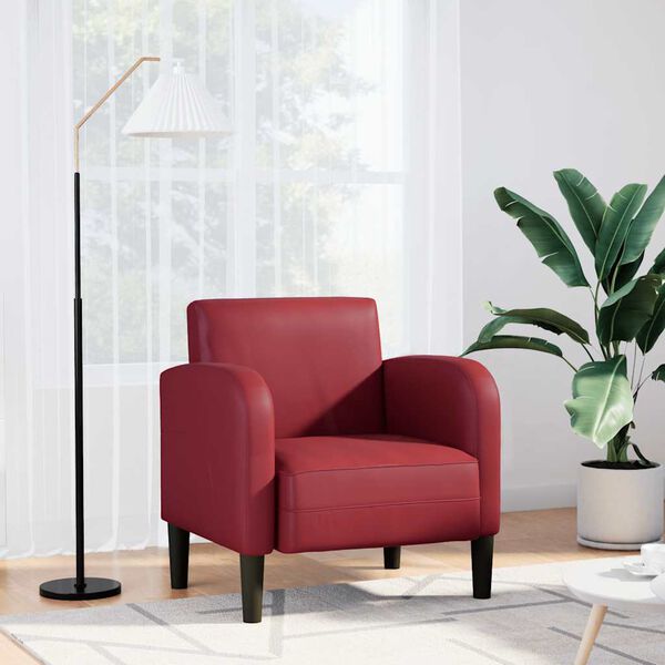 vidaXL Sofa Fotel z Podłokietnikami Wino Czerwone 54 cm