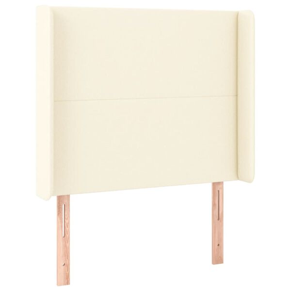 vidaXL Zagł&oacute;wek do ł&oacute;żka z LED kremowy 93x16x118/128 cm sztuczna sk&oacute;ra