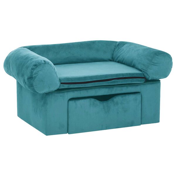 vidaXL Sofa dla psa z przechowywaniem Turkusowy 75 x 50 x 38cm Plusz