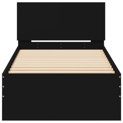 vidaXL Rama łóżka z wezgłowiem i LED, czarna, 75x190 cm