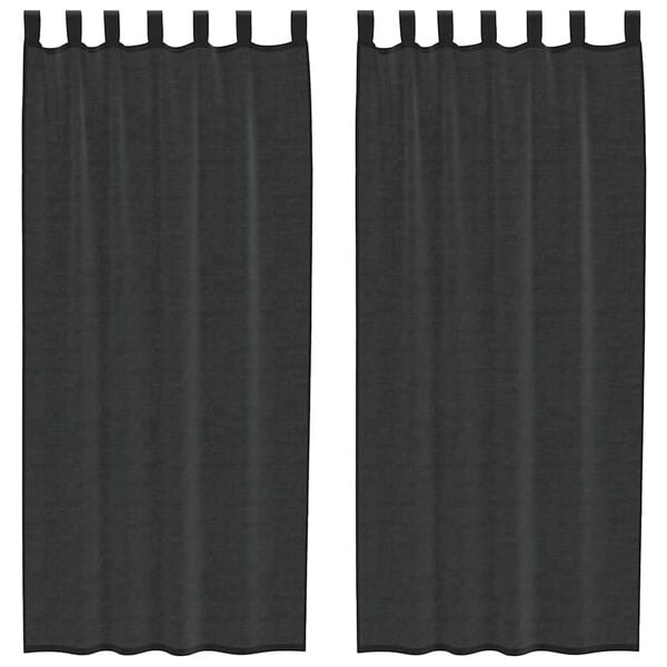 vidaXL Zasłony woalowe z zakładką na górze 2 szt. Czarne