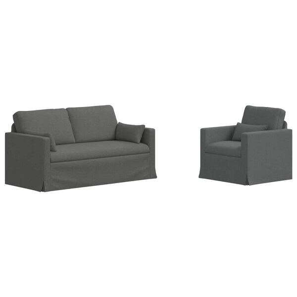 vidaXL Sofa 2 pcs Ciemnoszary