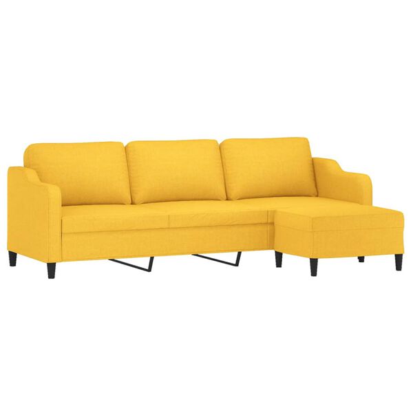 vidaXL Sofa 3-osobowa, jasnoż&oacute;łta, 210 cm, tapicerowana tkaniną