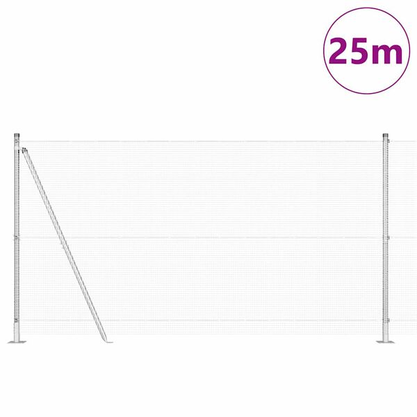 vidaXL Ogrodzenie z słupkami Srebrny 1.2 x 25 m Stal