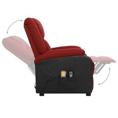 vidaXL Podnoszony fotel masujący, winna czerwień, tkanina