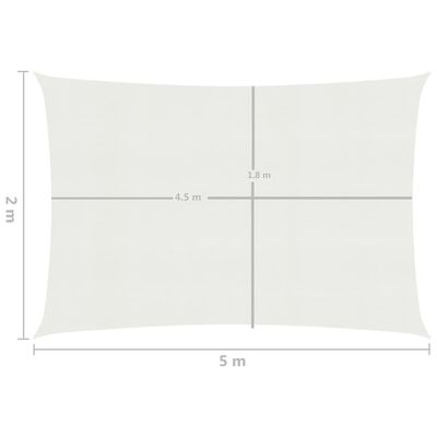 vidaXL Żagiel przeciwsłoneczny, 160 g/m², biały, 2x5 m, HDPE