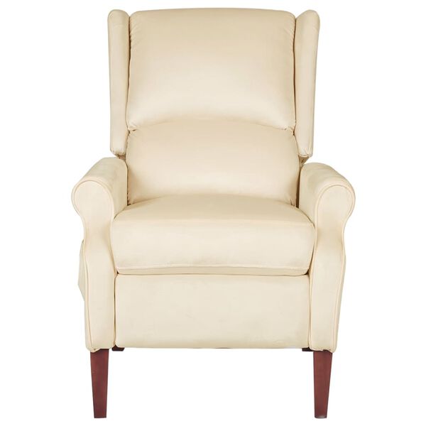 vidaXL Rozkładany fotel masujący, kremowy, obity aksamitem