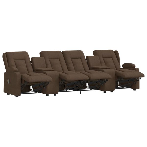 vidaXL Rozkładany fotel masujący z uchwytem, 4-os., brązowy, tkanina