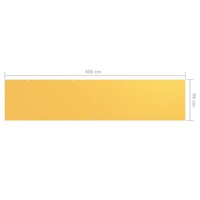 vidaXL Parawan balkonowy, żółty, 90x400 cm, tkanina Oxford
