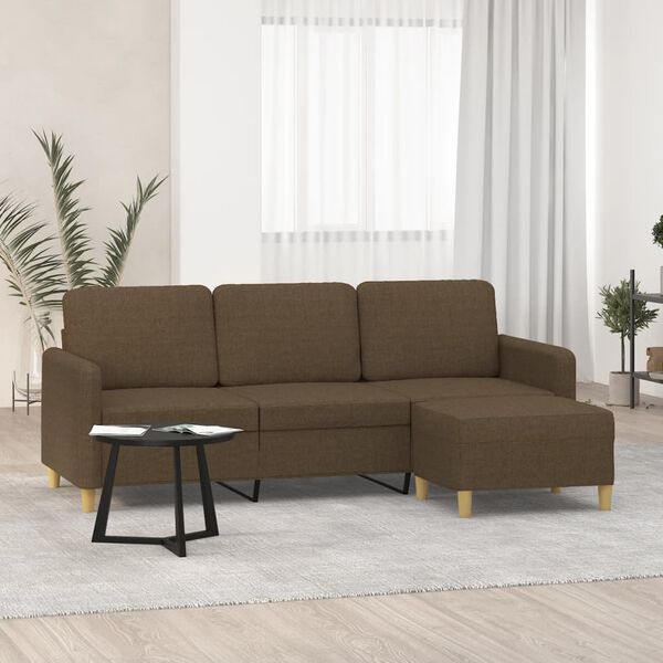 vidaXL 3-osobowa sofa z podn&oacute;żkiem, brązowy, 180 cm, tkaniną