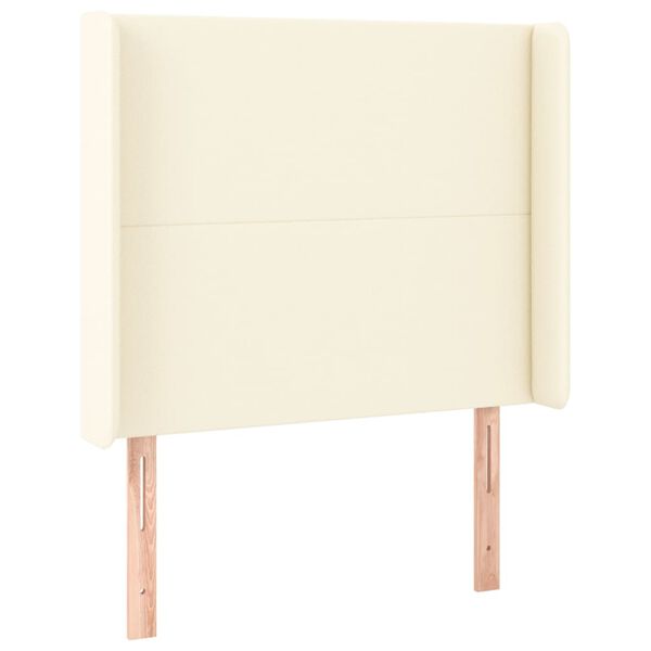 vidaXL Zagł&oacute;wek uszak, kremowy, 103x16x118/128 cm, sztuczna sk&oacute;ra