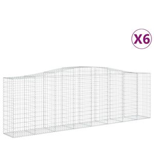 vidaXL Kosze gabionowe, 6 szt, 400x50x120/140 cm, galwanizowane żelazo
