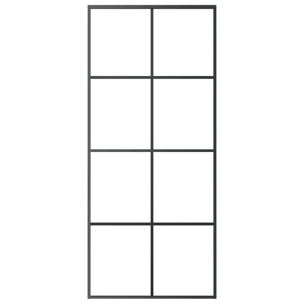 vidaXL Drzwi przesuwne, aluminium i szkło ESG, 90x205 cm, czarne