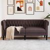 vidaXL Sofa Chesterfield, dwuosobowa, ciemnobrązowa, obita tkaniną