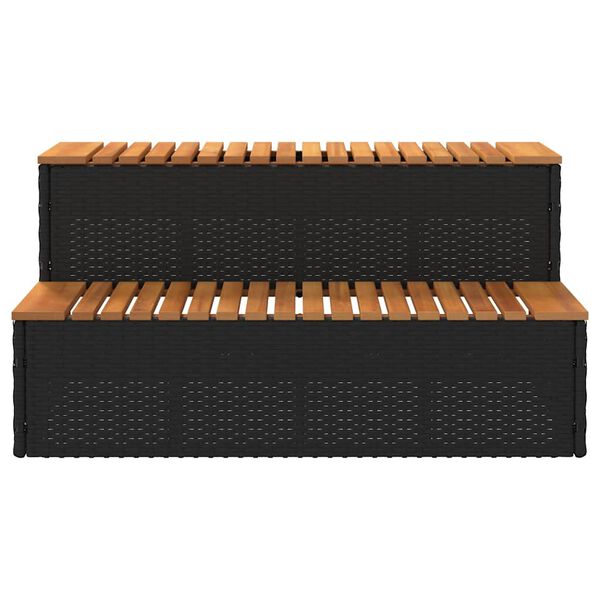 vidaXL Stopień do wanny z hydromasażem czarny polirattan i lita akacja